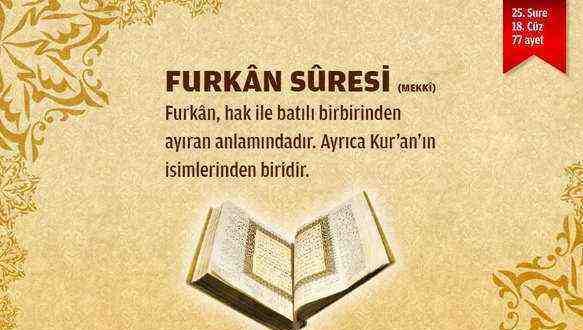 FURKAN SURESİNDEN TADIMLIK